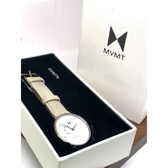 MVMT Women's Watch QMB01-Tima Quartz White Gray Marble Dial Leather Band 38mm - Picture 3 of 14